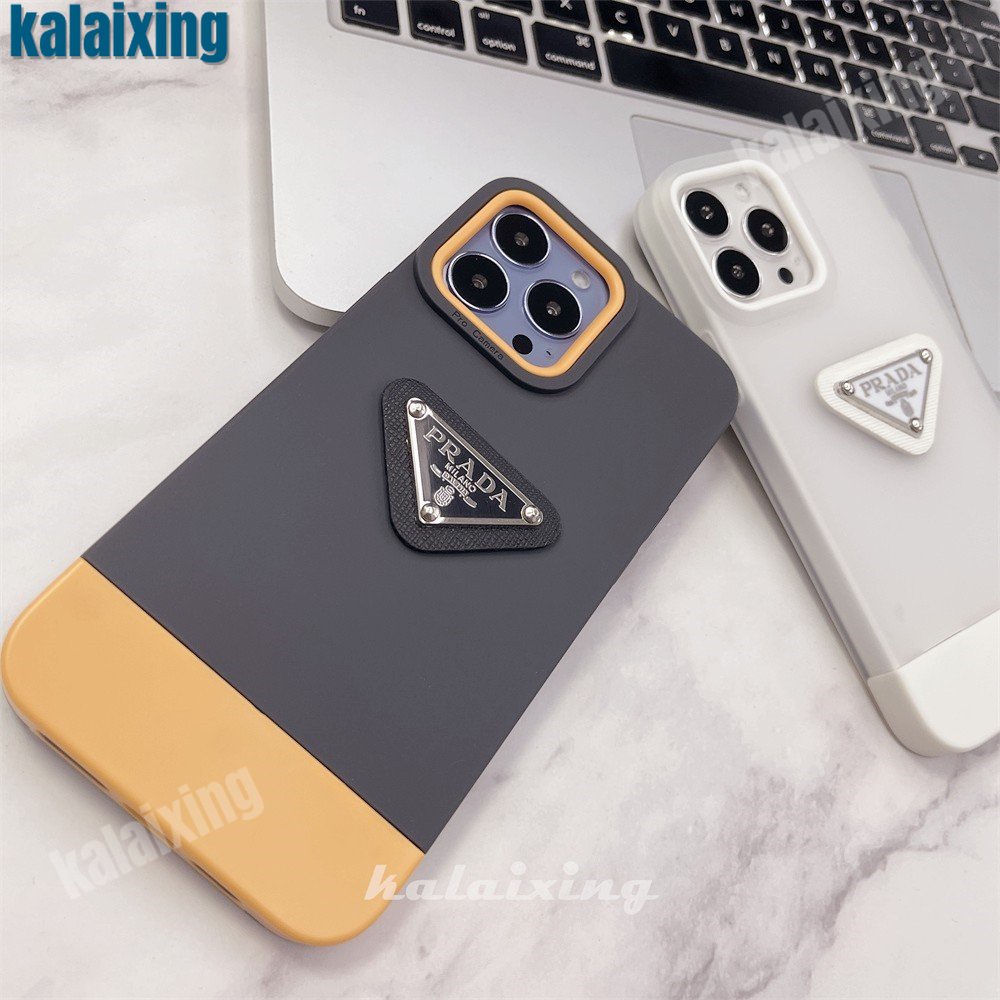 Case Logo Prada 3D Persegi Warna-Warni Untuk iPhone 14Plus 13pro Max 11 Pro X Xr Xs Max Case Warna Campur Soft Caing Tepi Lurus