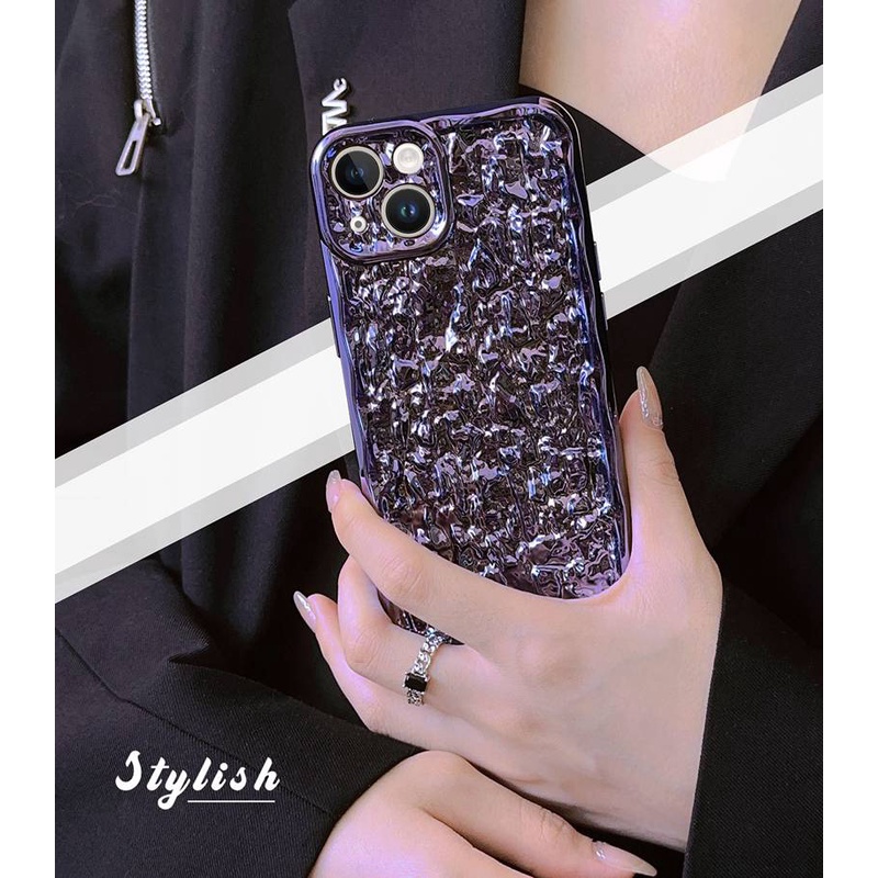 Luxury Sparkly Bling Blue Electroplated Stone pattern Soft Case IPhone 11 12 13 14 Pro Max Women's Fashion Gift Pink Rose gold Fashion Missconnie case