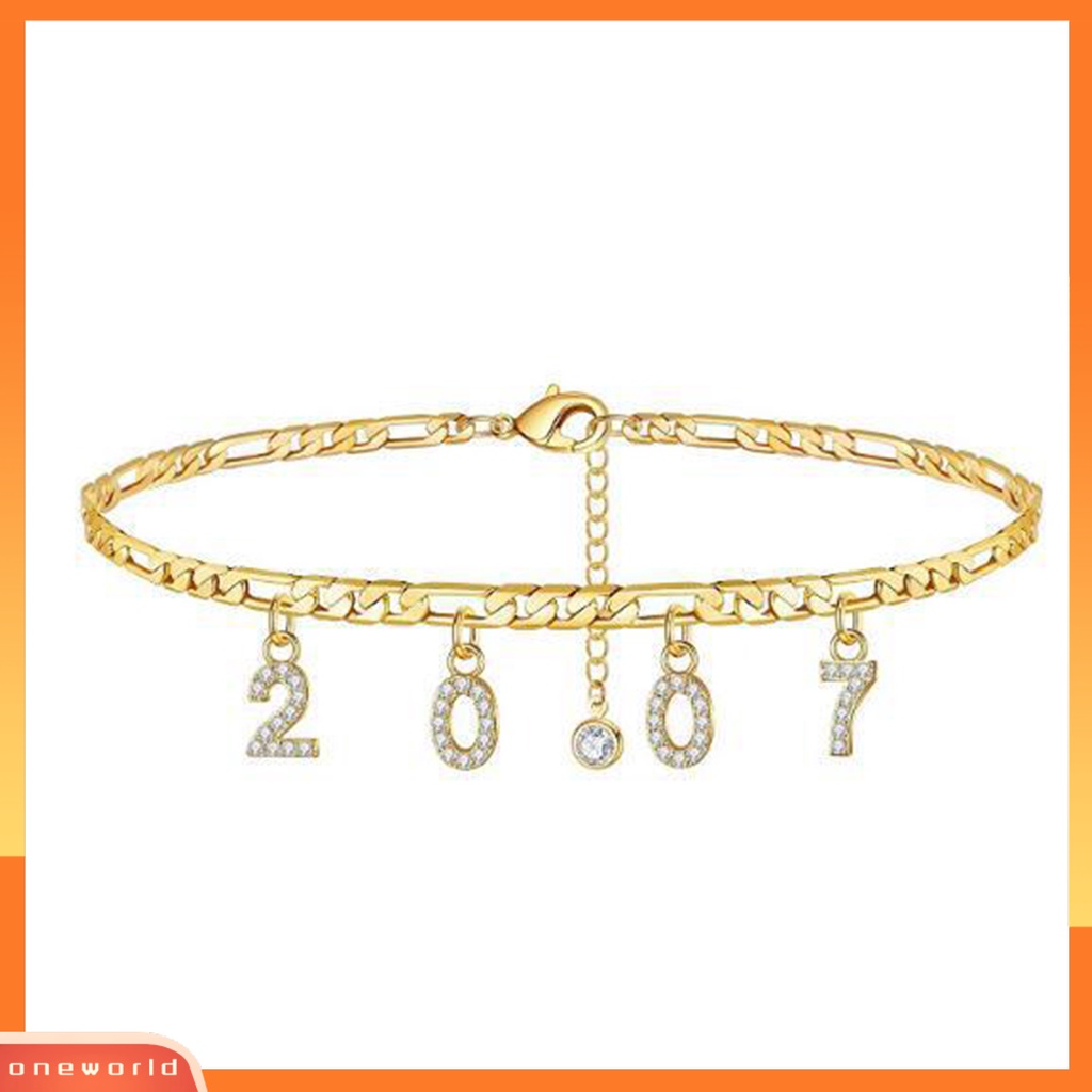 [WOD] Tahun 2006-2014 Angka Liontin Gelang Kaki Rantai Adjustable Gelang Hadiah Ulang Tahun