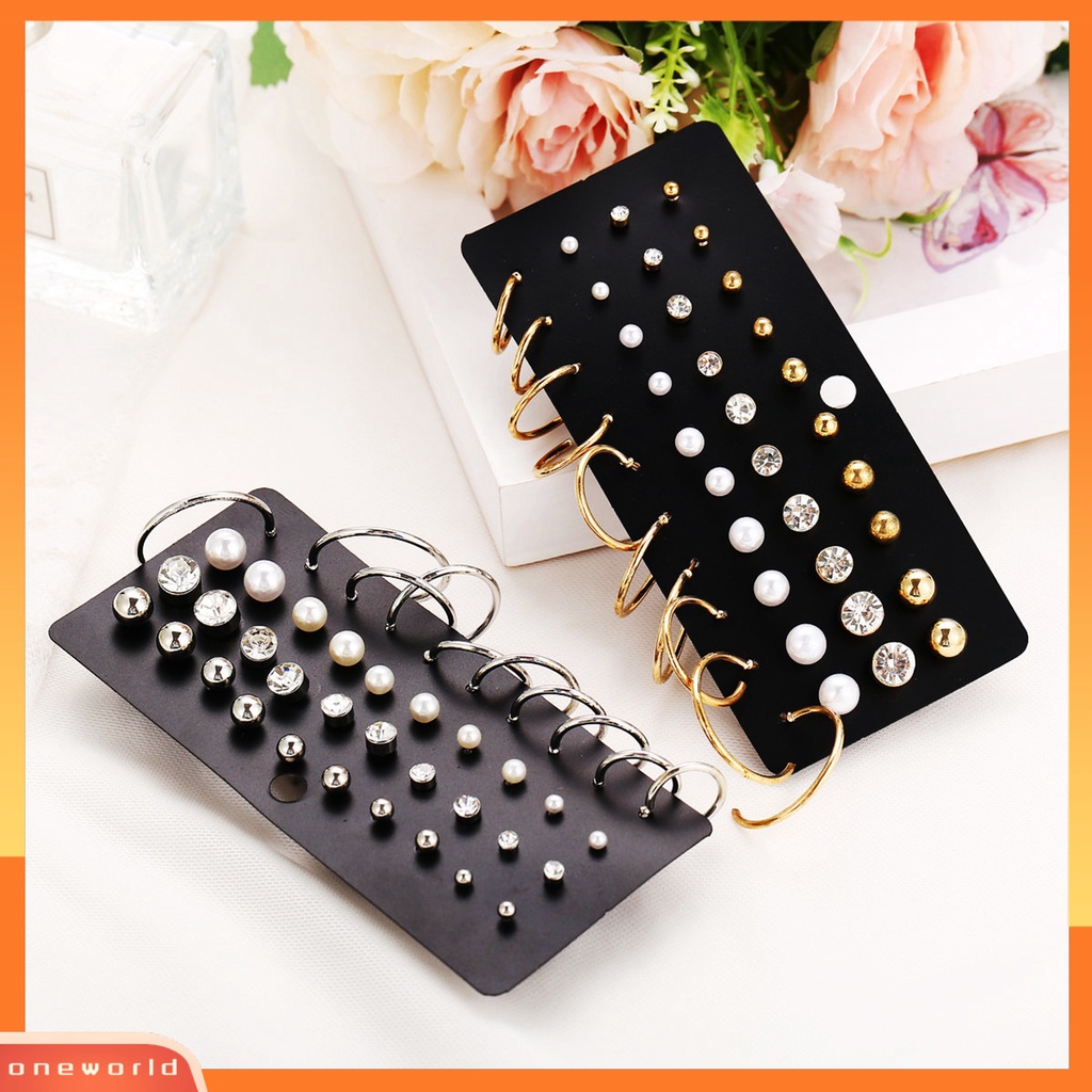 [WOD] 1set Anting Drop Warna Cerah Berkilau Efek Visual Tahan Korosi Bebas Alergi Hias Alloy Wanita All-Match Cinta Hati Gaya Women Earrings Set Untuk Gadis