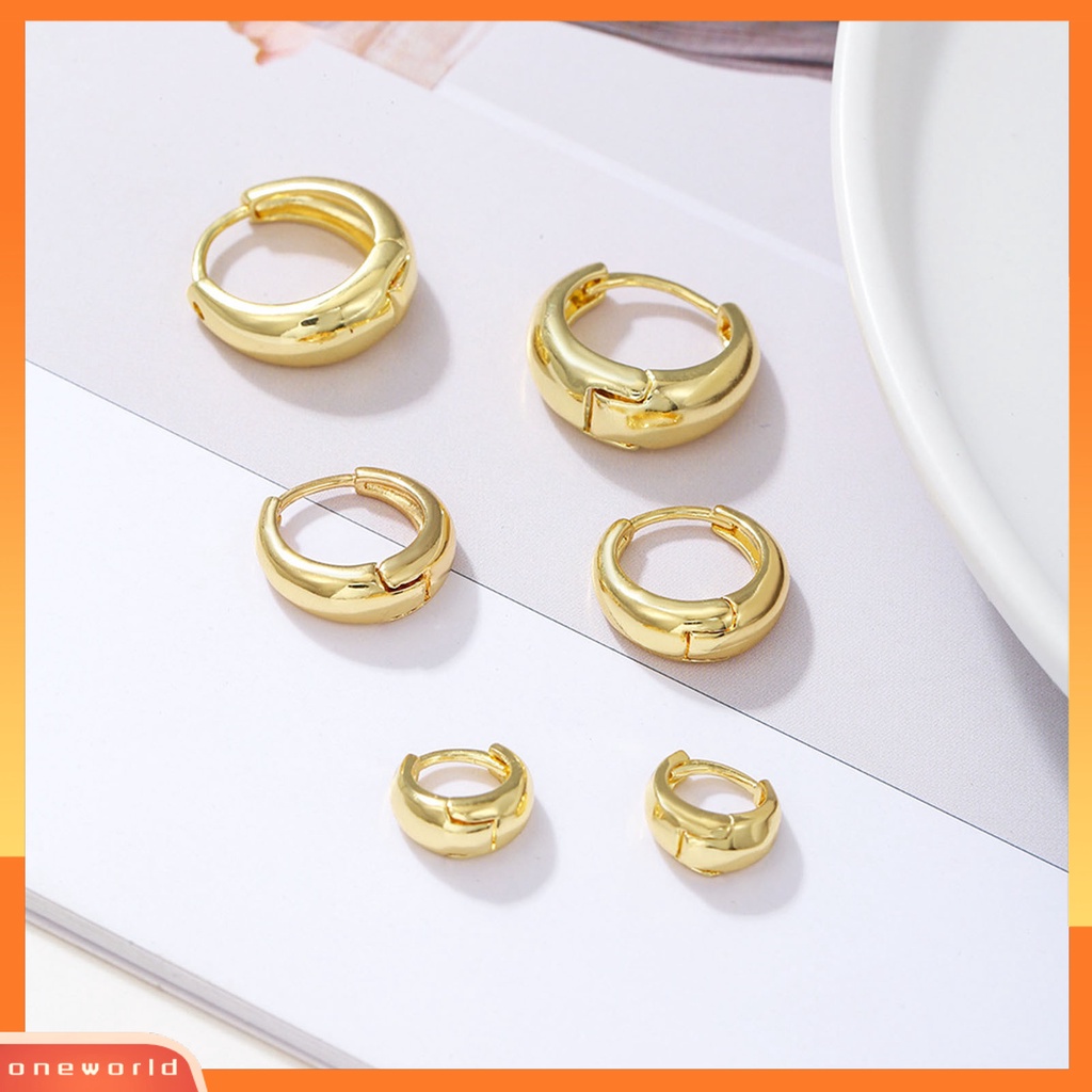 [WOD] 3pasang /Set Anting Menjuntai All-match Good-looking Ringkas Minimalisic Eye-catching Sehari Hari Memakai Tembaga Solid Berlapis Emas Bulat Multi-Potongan Anting Gesper Untuk Pesta