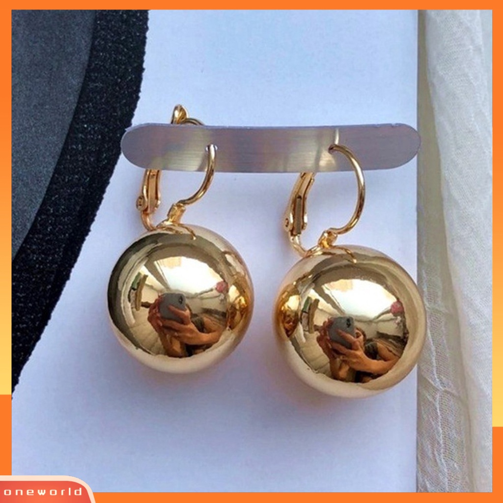 [WOD] 1pasang Drop Earrings Elegan Vintage Halus Bulat Kilau Terang Hias Hadiah Wanita Berbentuk Bola Liontin Hoop Earrings Perhiasan Untuk Pakaian Sehari-Hari