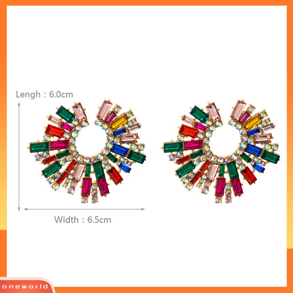 [WOD] 1pasang Anting Tusuk Bentuk Bunga Matahari Multicolor Rhinestones Perhiasan Anting Bohemian Vintage Untuk Pantai