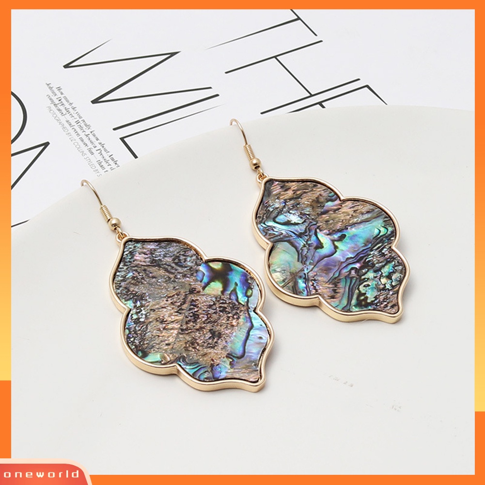 [WOD] Wanita Abalone Shell Leopard Hook Menjuntai Anting Hadiah Perhiasan Pesta Perjamuan