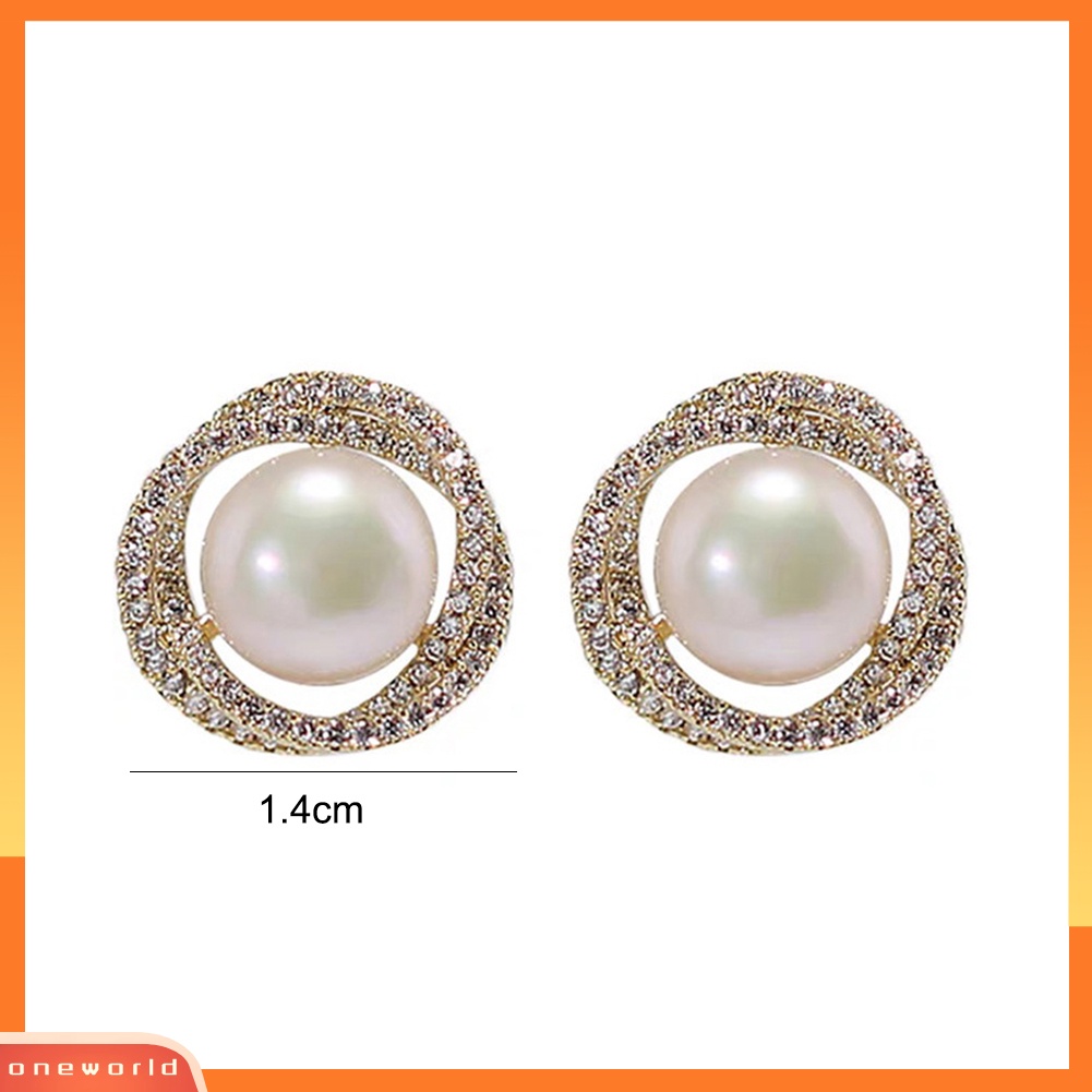 [WOD] Anting Tusuk Telinga Lapis Silver Mutiara Imitasi Bulat Untuk Wanita Hadiah Perhiasan Perjamuan