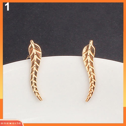 [WOD] 1pasang Fashion Wanita Elegan Lucu Mini Daun Berlian Imitasi Ear Stud Earrings Jewelry