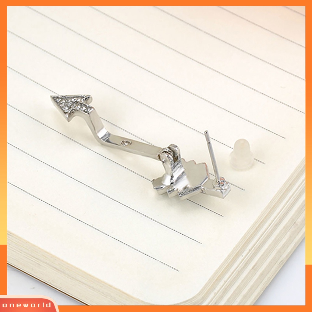 [WOD] 1pc Ear Stud Bentuk Busur Panah Gaya Alloy Berlian Imitasi Wanita Ear Stud Untuk Cocktail