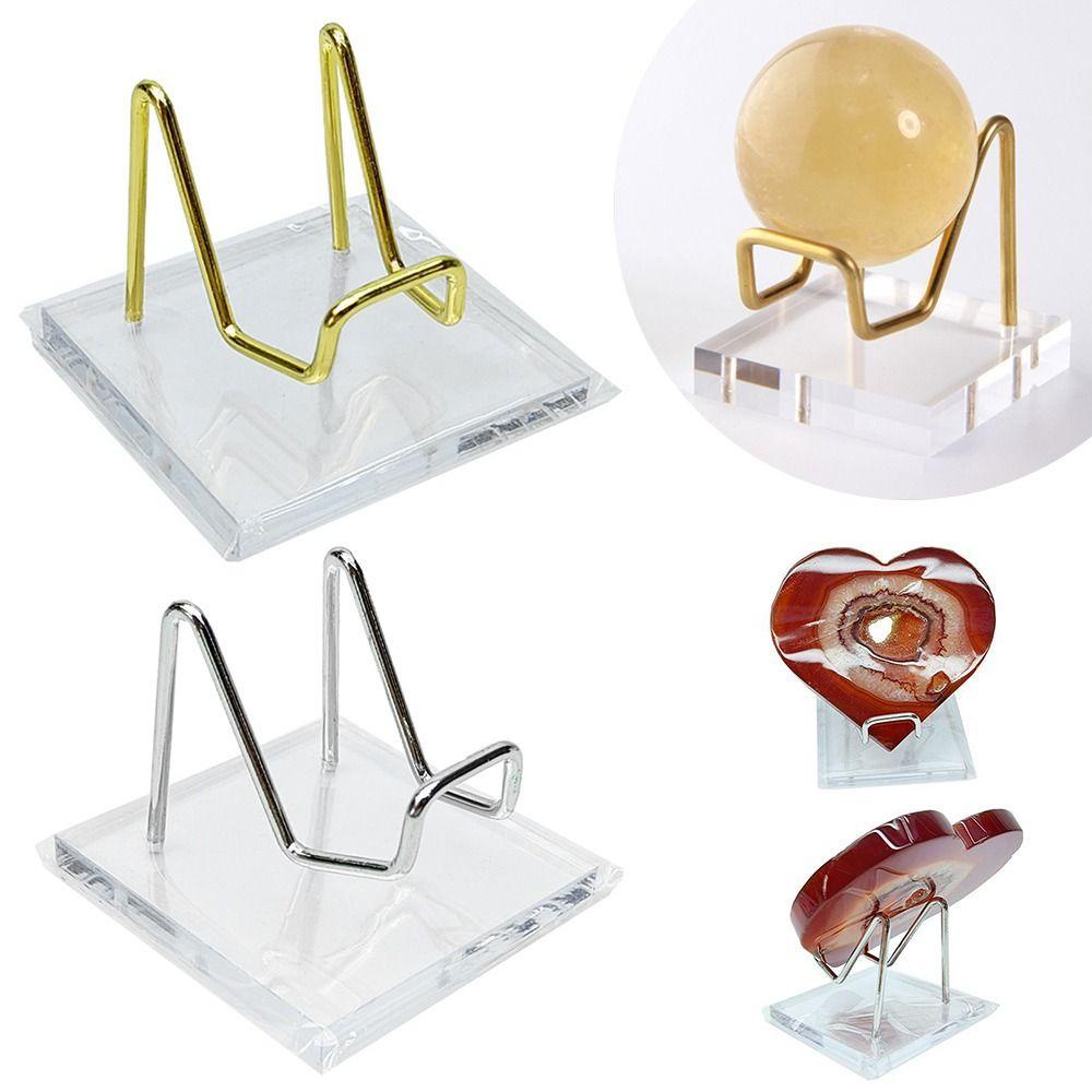 R-FLOWER Crystal Ball Base Transparan Mineral Props Fotografi Akrilik Display Stand