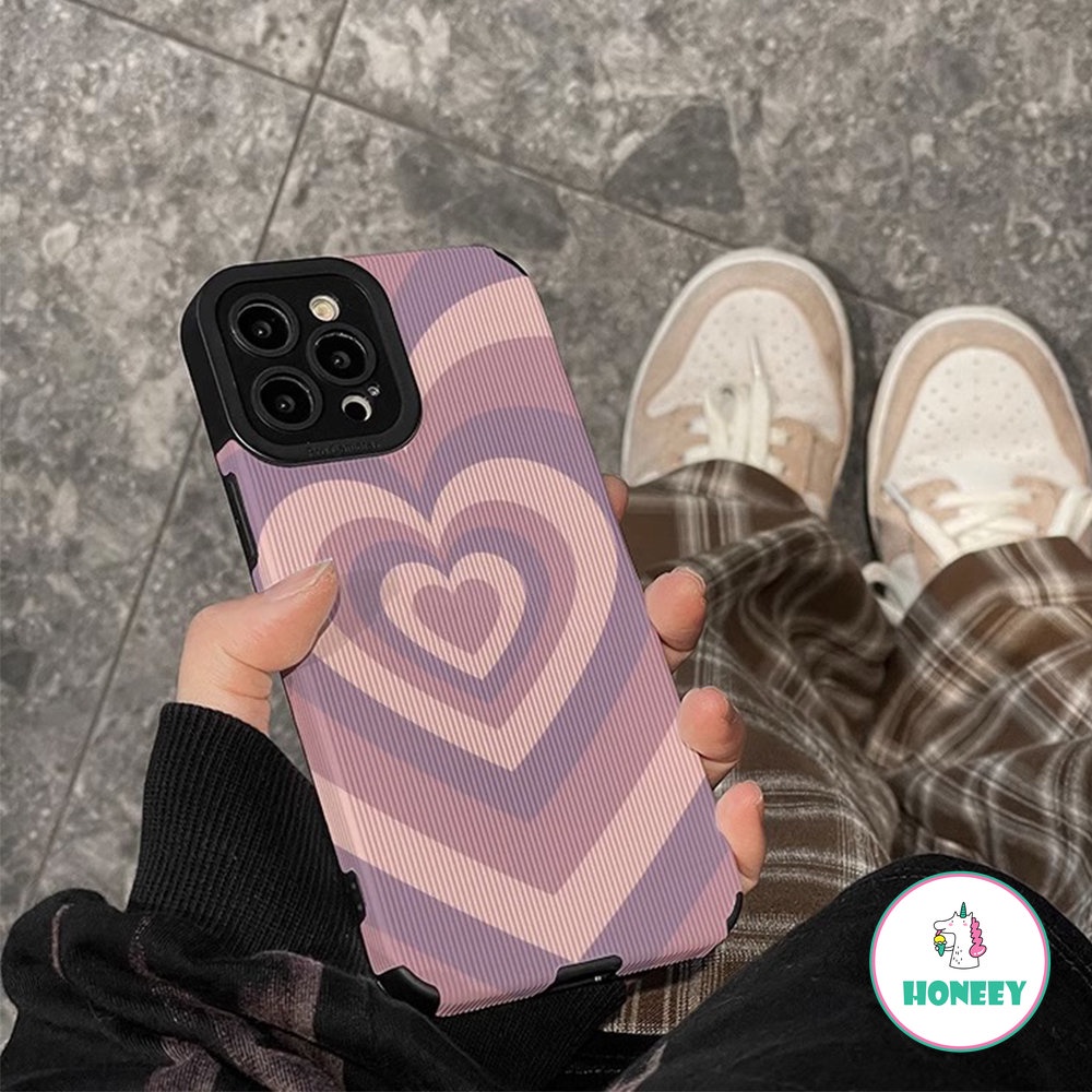 Casing Ponsel Cinta Gradasi Ungu Fashion Untuk iPhone 14 Pro Max13 12 11 Pro Max XR X XS Max 7 8Plus Garis Warna-Warni Penutup Belakang