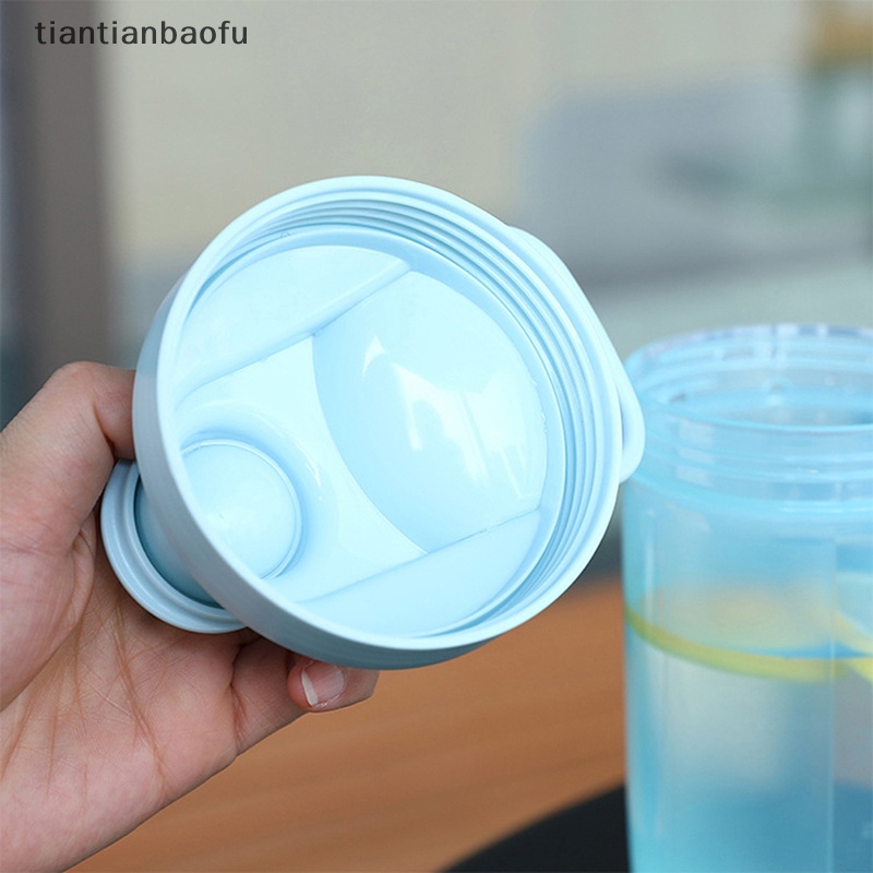[tiantianbaofu] Botol Pengocok Bubuk Portabel Botol Air Anti Bocor Untuk Gym Fitness Training Sport Mixing Cup Dengan Skala Butik