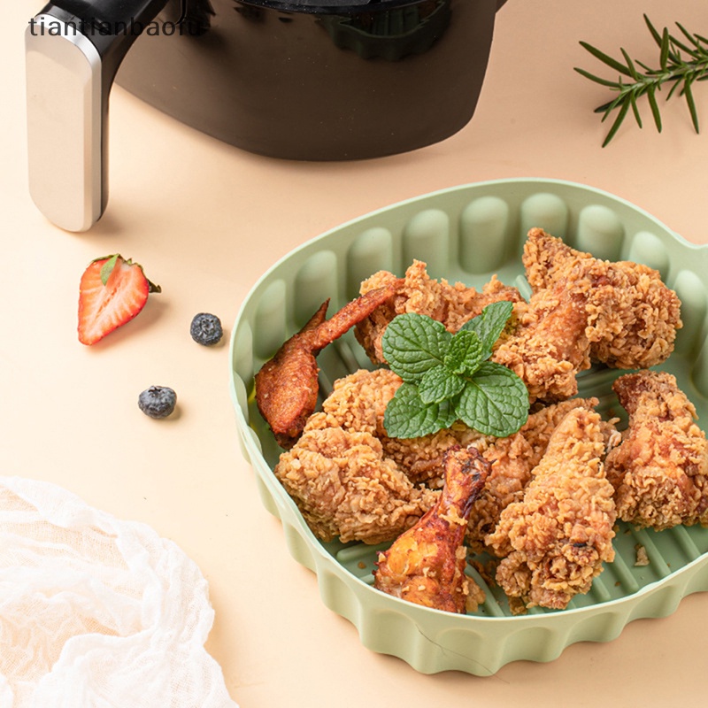 [tiantianbaofu] Air Fryer Silicone Basket Oven Baking Tray Ayam Goreng Alas Pizza Aksesoris Butik