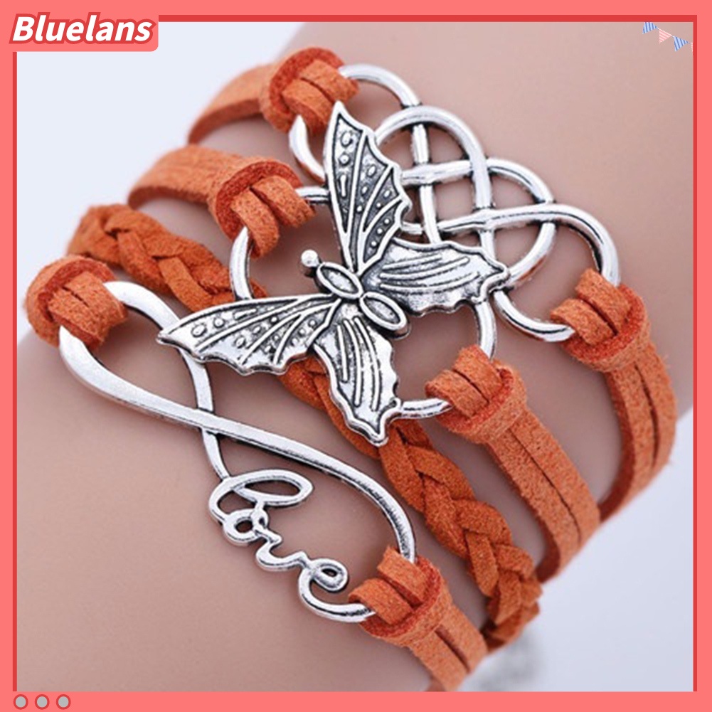 [BLS] Vintage Handmade Wanita Rajutan Multi Layer Kupu-Kupu Gelang Perhiasan Rantai