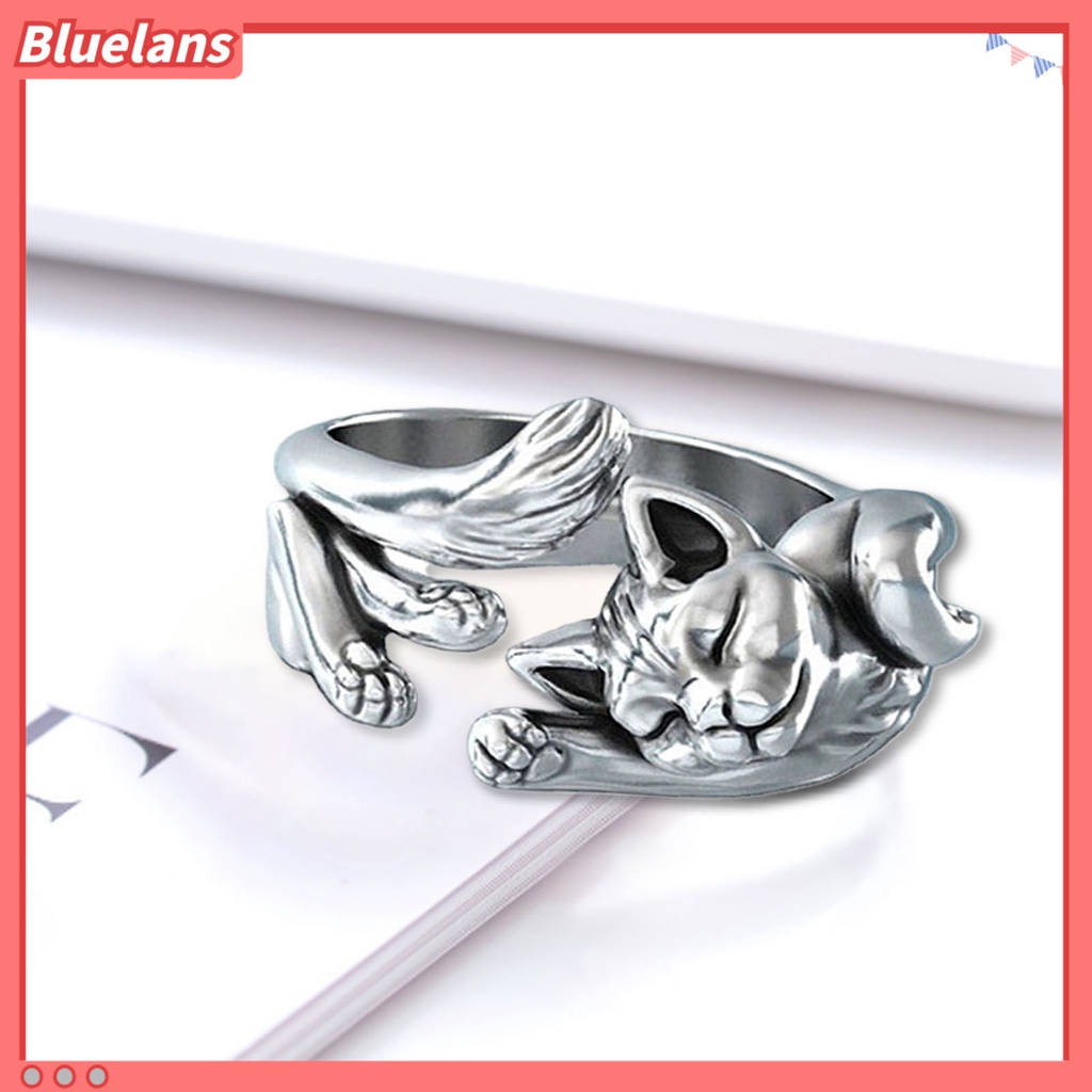 [BLS] Lucu Adjustable Open Cat Kitten Totem Cincin Aksesori Perhiasan Pernikahan