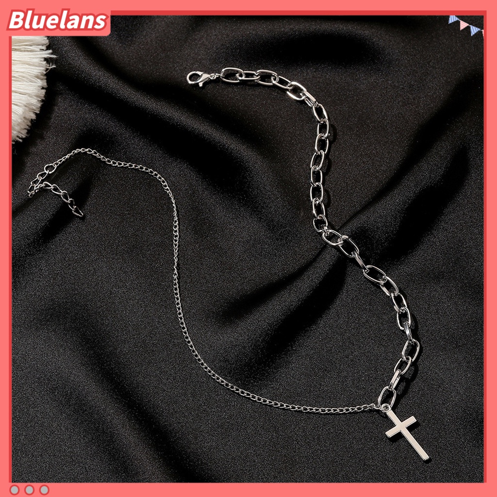 [BLS] Kalung Liontin Salib Adjustable Asymmetric Electroplating Metal Collarbone Chain Necklace Dengan Extend Chain Untuk Pesta