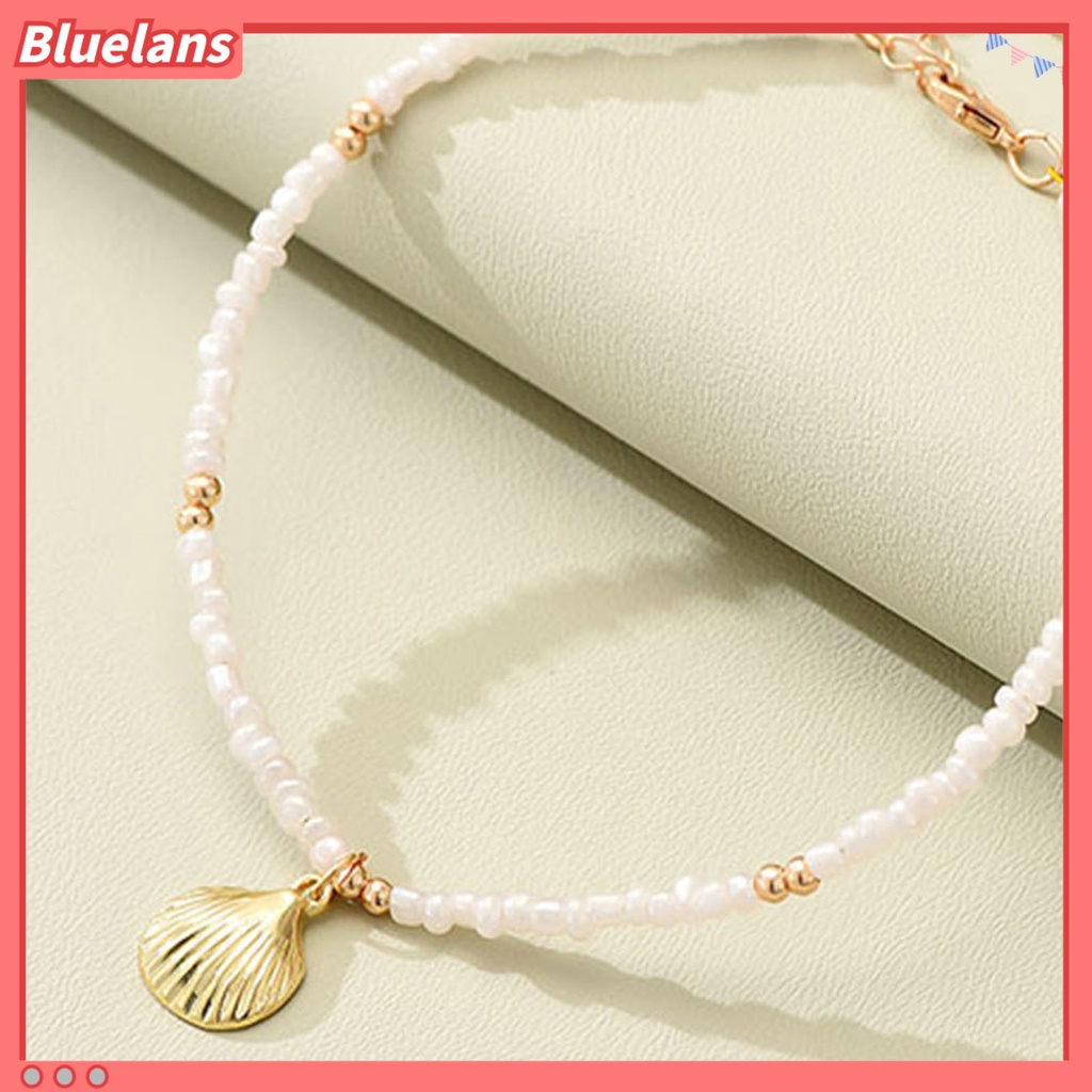 [BLS] Wanita Gelang Kaki Kerang Liontin Temperamen Elegan Adjustable Dipanjangkan Rantai Dekoratif Hadiah Mutiara Imitasi Musim Panas Pantai Barefoot Gelang Kaki Perhiasan
