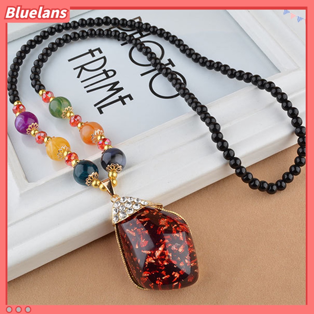 [BLS] Liontin Kalung Gaya Etnik Buatan Tangan Imitasi Lilin Lebah Mengkilap Tekstur Halus Berdandan Tidak Luntur Retro Manik Liontin Tetesan Air Kalung Wanita Aksesoris