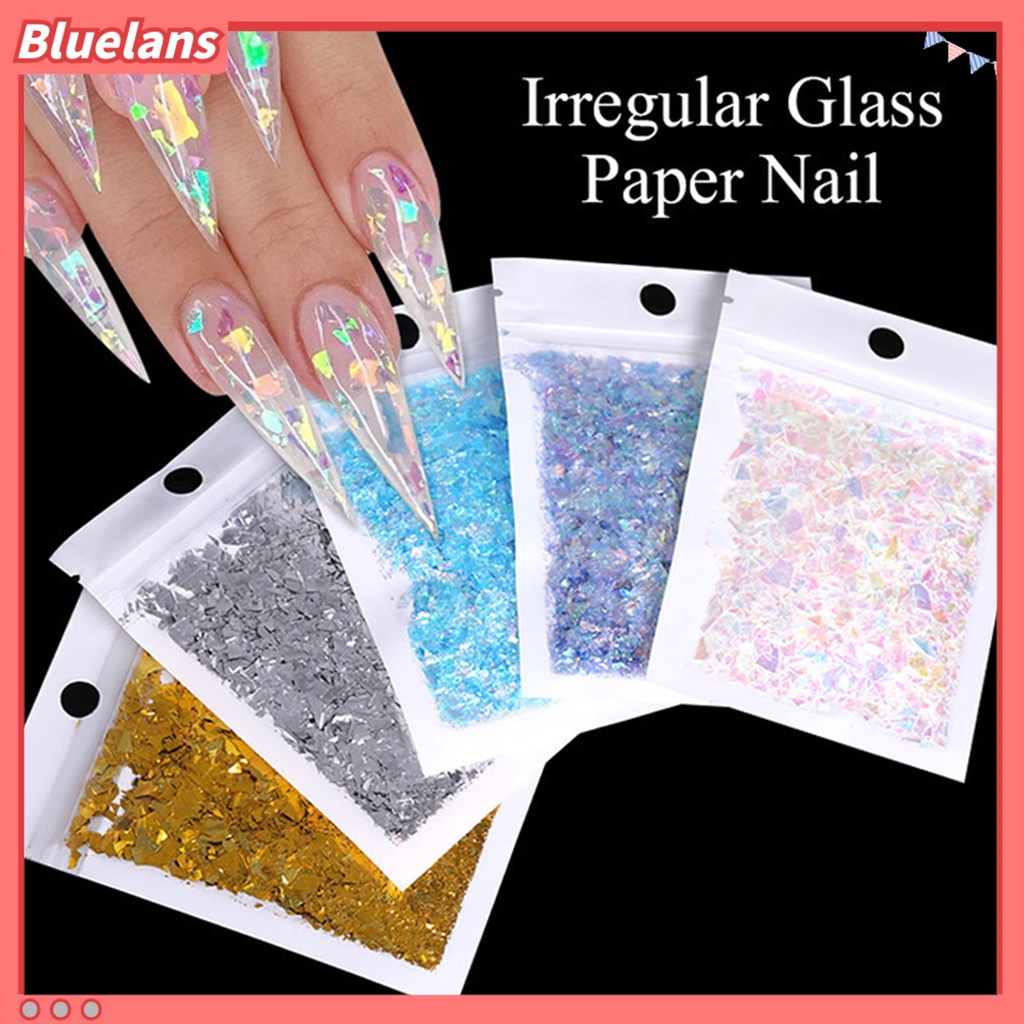 [BLM] Nail Glitter Flakes Bentuk Tidak Teratur Manicure Decoration Aksesoris Kertas Sequin Hiasan Nail Art Untuk Wanita