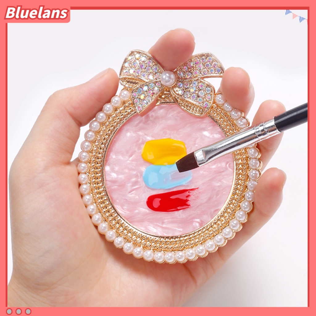 [BLM] Nail Art Palette Bow-knot Ornamen Permukaan Berkilau Daya Tahan Tinggi Mudah Dibersihkan Resin Imitasi Mutiara Trim Display Tray Gel Mix Palet Untuk Salon Kuku