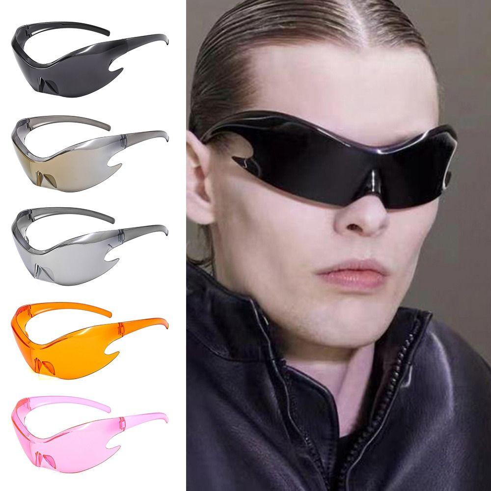 Lily Kacamata Olahraga Trendy UV400 Y2K Wrap Around Eyewear Steampunk Shades