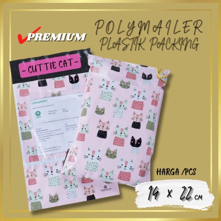 

[SC] AMPLOP BAG POLYMAILER MOTIF - PLASTIK PACKING OLSHOP CUTTIE CAT 14x22 - 14CM x 22CM, CUTTIE CAT
