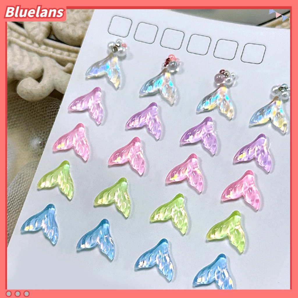 [BLM] 20pcs/bag Perhiasan Kuku Tiga Dimensi Mudah Tempel Indah Bawah Datar Hias DIY Kristal Imitasi Mermaid Tail Shape Nail Rhinestones Manicure Store Accessories