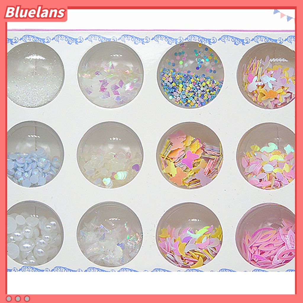 [BLM] 12toples/1kotak Shiny Sweet Pattern Manicure Nail Art Mata Rias Payet DIY Alat
