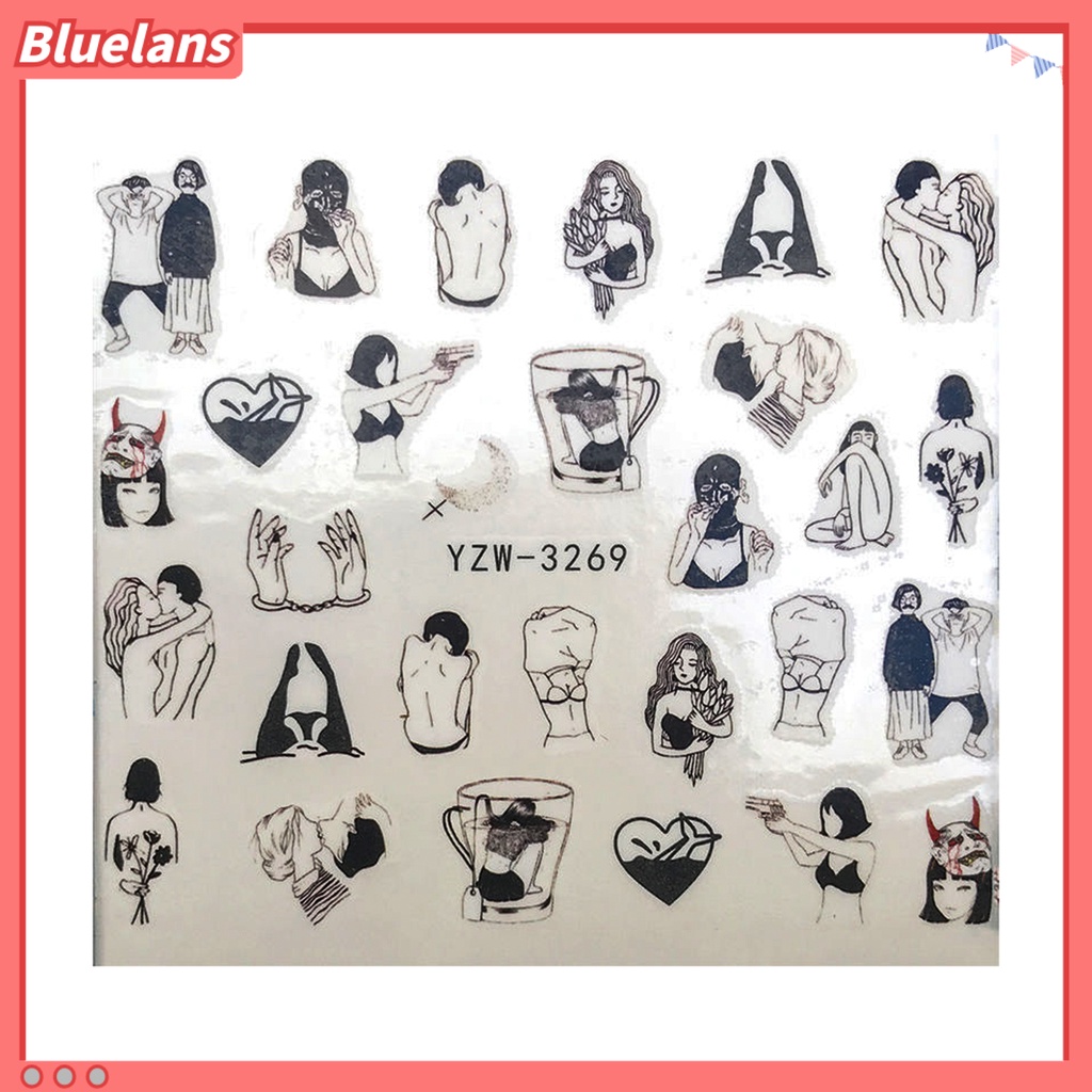 [BLM] Stiker Kuku Desain Artistik Dekorasi Kuku Warna Vibrant2020Model Kuku Terbaru Untuk DIY