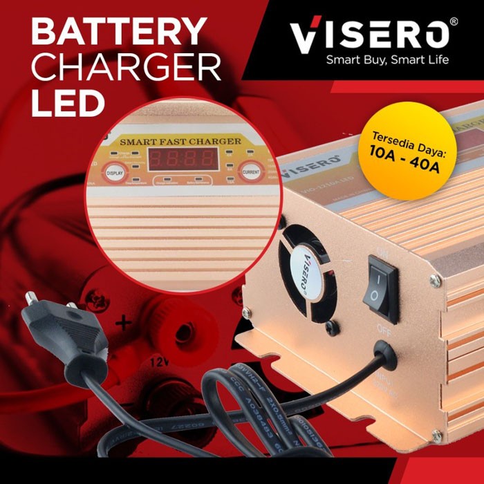 Visero VIO-1240A LED Battery Charger 40A 12V 40 Ampere 12 Volt Aki