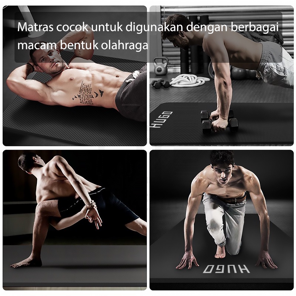 HUGO Yoga Mat Anti Slip NBR Matras Yoga Tebal 10mm Alas Olahraga Karpet Senam Gym Yoga Fitness