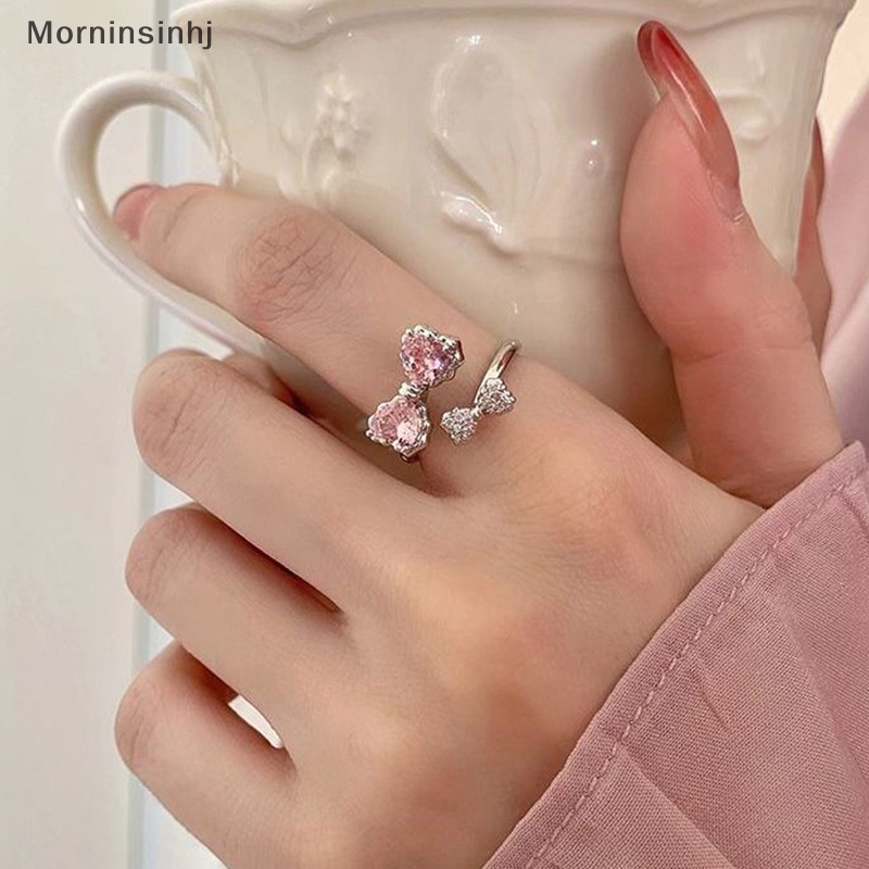 Mornin Gaya Korea Indah Merah Muda Ikatan Simpul Pembukaan Cincin Dapat Disesuaikan Manis Lucu Temperamen Fashion Cincin Sederhana Untuk Perhiasan Wanita id