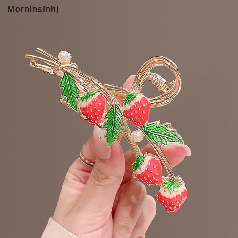 Mornin Fashion Strawberry Hair Claw Untuk Wanita Perempuan Jepitan Rambut Kepiting Metal Ponytail id