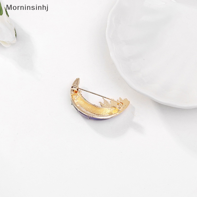 Mornin Pin Bros Kastil Enamel Bulan Fashion Untuk Wanita Perhiasan Mantel Aksesoris Pesta id