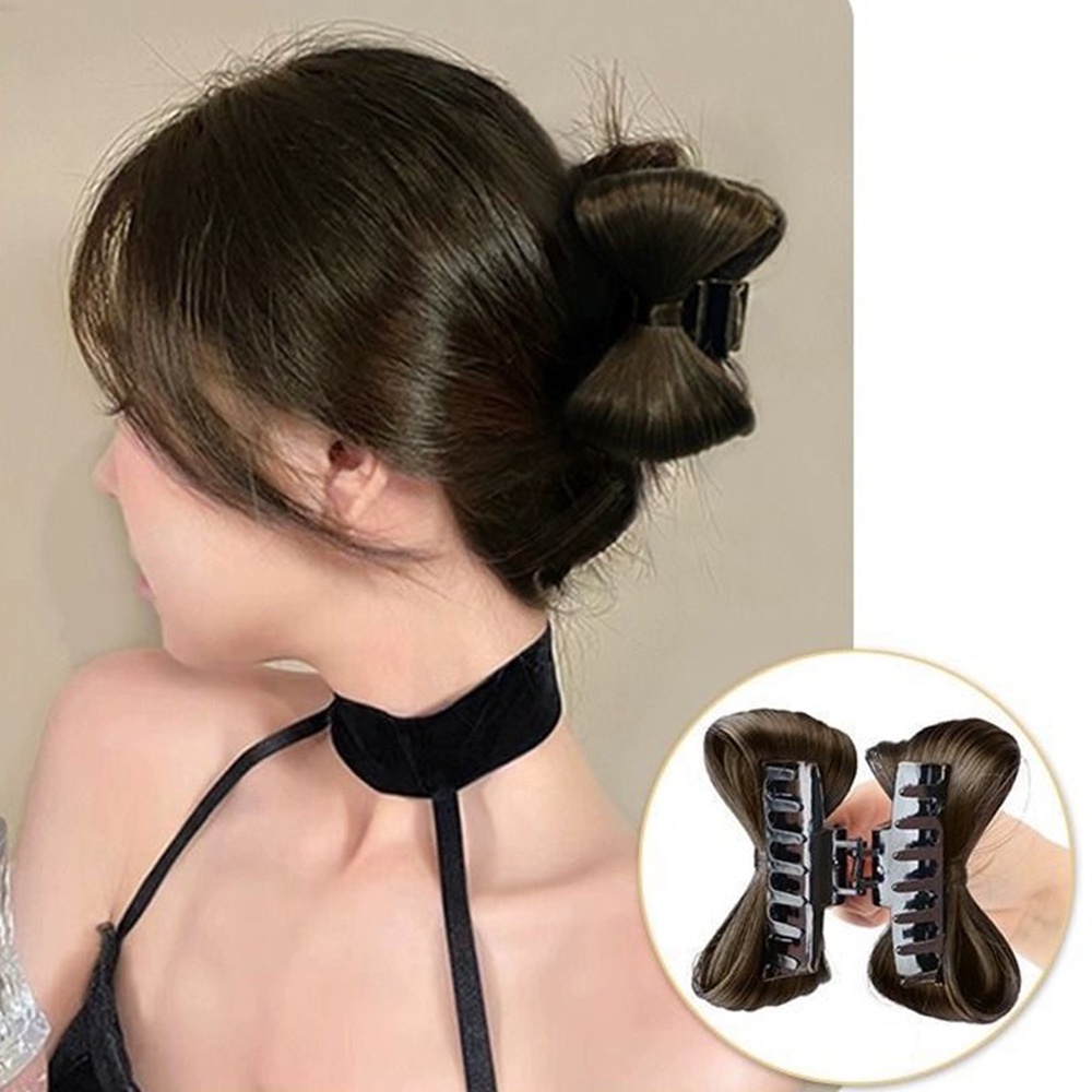 1pcs Klip Rambut Bentuk Kupu-Kupu Busur Gaya Princess All in One Untuk Ponytail Tinggi Dan Rendah Untuk Wanita Hair Bun With Butterfly Bow Clip