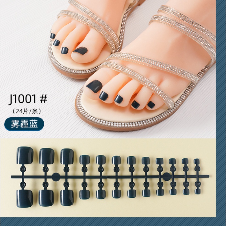 24pcs Kuku Jari Kaki Fake Nails Tahan Air Kuku Palsu Kaki Fashion  Wanita Kode J1001-J1016