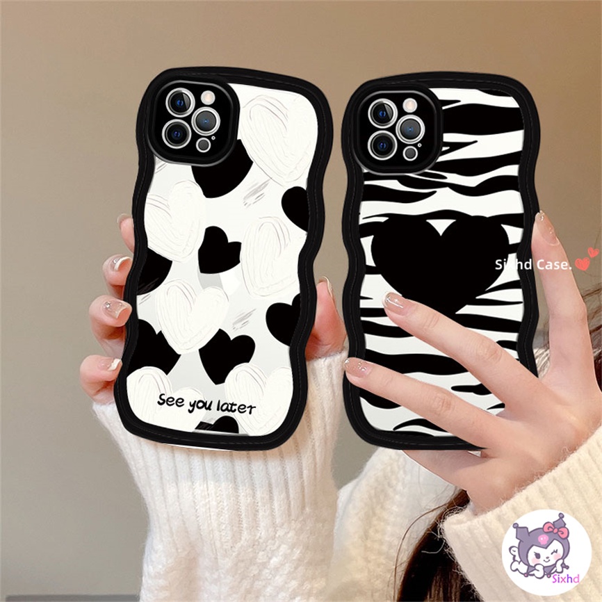 IPHONE Kompatibel Untuk Iphone14 13 12 11 Pro Max SE2020 X XR Xs Max7 8 6 6s Plus Wave Edge Fashion Love Motif Zebra Soft Phone Case Shockproof Case Clear Cover