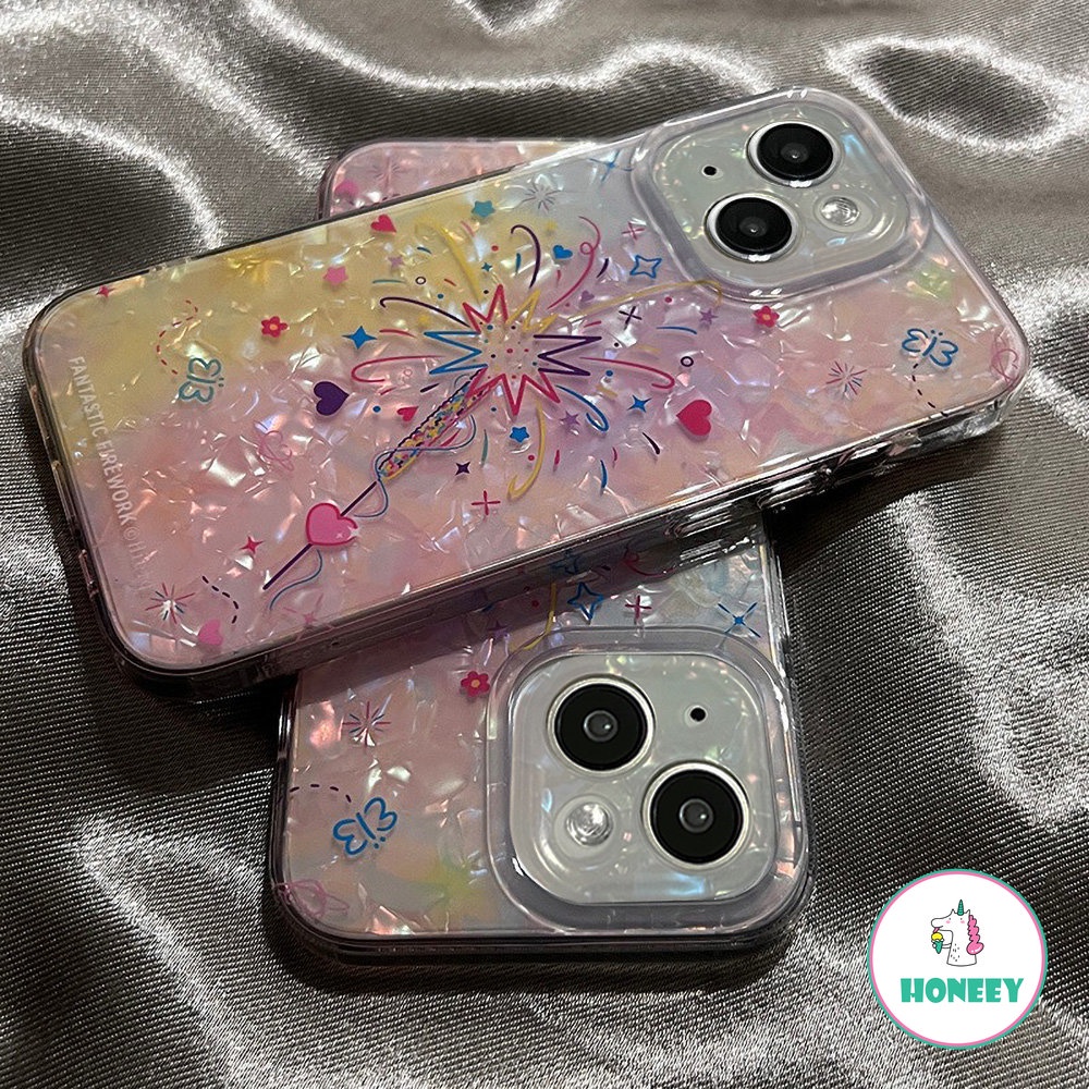 Deluxe Shell Pattern Kembang Api Warna-Warni Casing Ponsel Untuk iPhone 14 Pro Max13 12 11 Pro Max Shockproof Soft Phone Cover