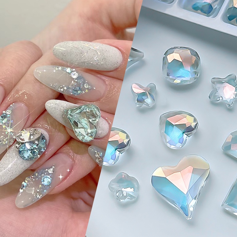 20pcs Kristal Bentuk Campur Nail Art Berlian Imitasi Kualitas Tinggi Batu Permata Set DIY 3D Kaca Manicure Dekorasi