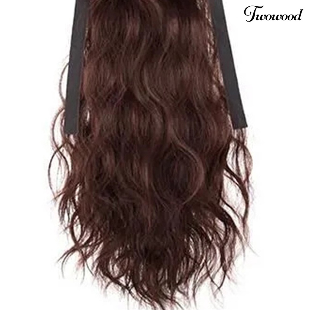 Twowood Ponytail Wig Alami Nyaman Dipakai Fluffy Dyed Halus Alat Makeup Suhu Tinggi Sutra Panjang Jagung Keriting Ponytail Untuk Rumah