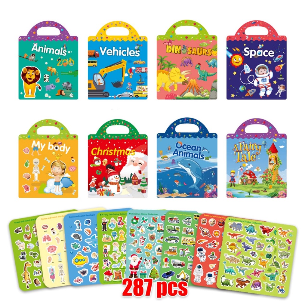 WE Buku Stiker Anak Reusable Sticker DIY Bag Style Book Sticker Puzzle Sticker Activity Book Mainan Edukasi Anak