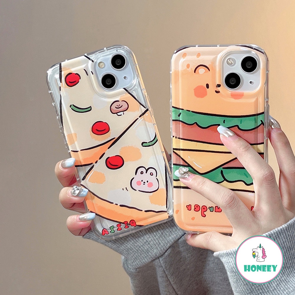 Enak Burger Pizza Airbag Case Untuk iPhone 14 Pro 13 12/12 Pro XR Xs7 8plus iPhone 11promax Shockproof Back Cover