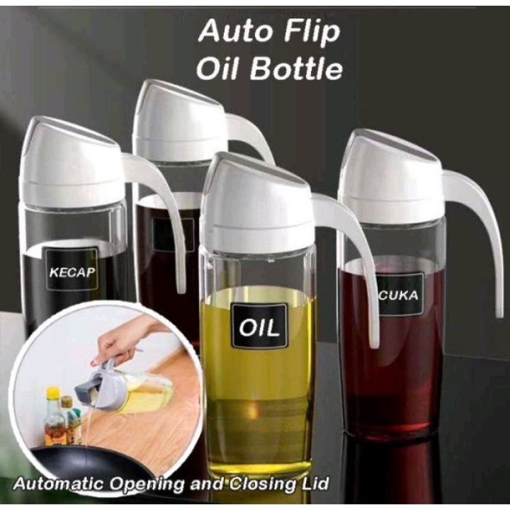 GOS -C307- AUTOMATIC No Drip Oil Bottle 630ml Botol Minyak GORENG KACA Anti Netes tumpah otomatis BOTOL MINYAK GORENG BAHAN KACA TEBAL / Botol Minyak Kecap Cuka Saus Multifungsi serbaguna