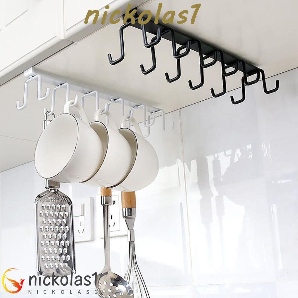 Nickolas1 Mug Hook Rak Multi-Kait Penyimpanan Multifungsi Dua Baris Untuk Kabinet,Dapur,Bar Punch-free Cabinet Hook