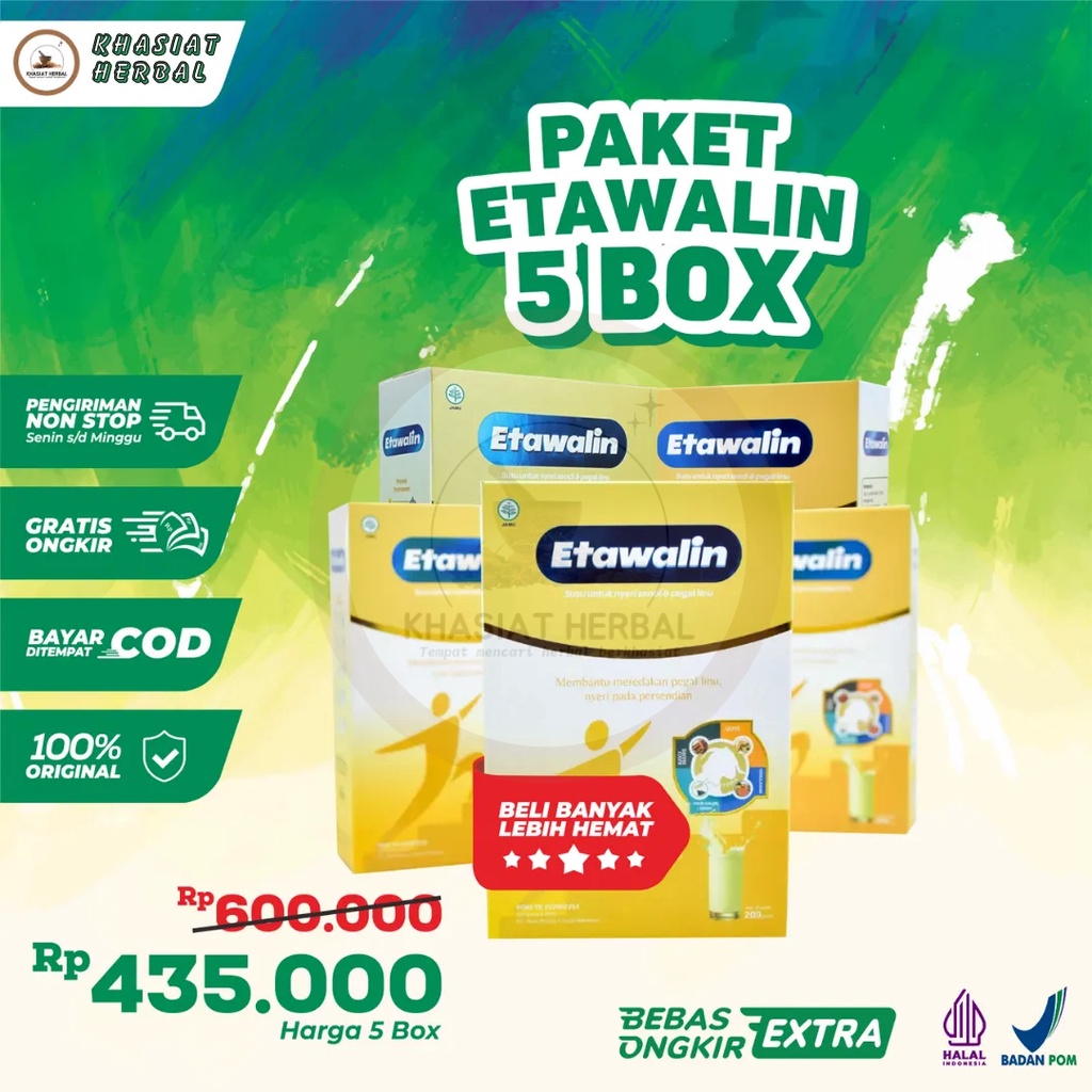 

Etawalin Paket 5 – Susu Kambing Etawa Tingkatkan Kepadatan & Kesehatan Tulang Sendi Susu Anti Asam Urat Rematik Reumatik Nyeri Sendi Cocok Untuk Lansia Pengapuran Sendi Toko Herbiology