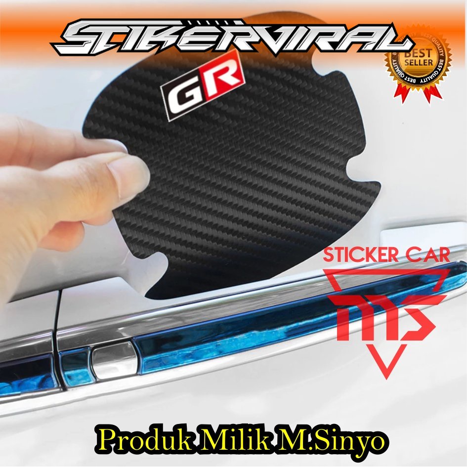 Sticker karbon 3d toyota gr sport pelindung handle mobil raize rush innova fortuner veloz agya yaris