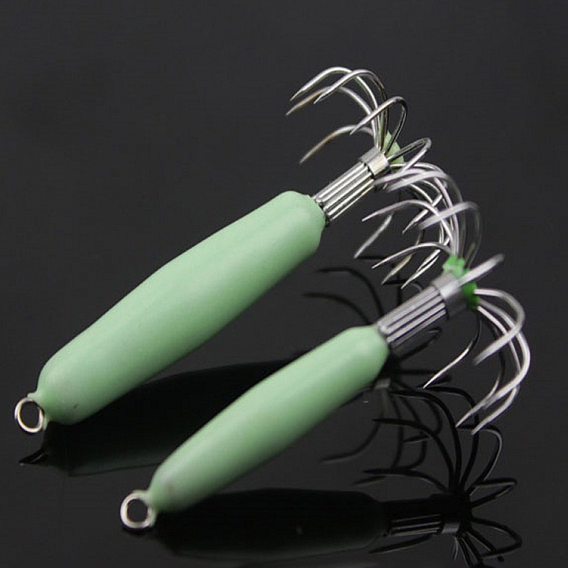 1pcs Luminous Squid Jig Hooks Air Asin12 /16 /25 /35g Glow in Dark Cuttlefish Sleeve Jig Gurita Umpan Jarum Neon Memancing Umpan