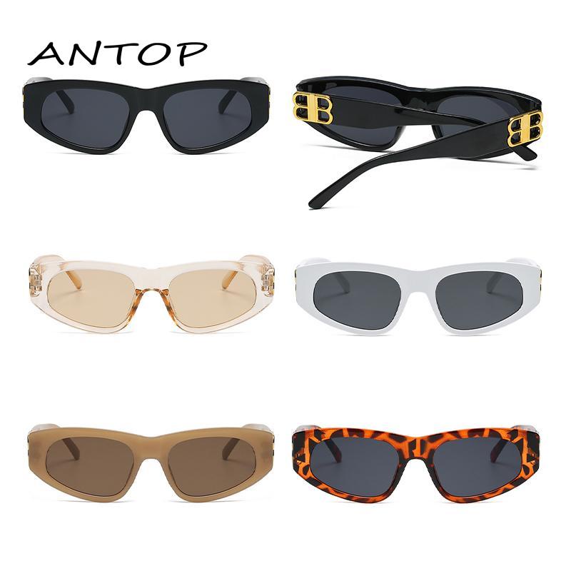 [antop] Kacamata Hitam Fotografi Jalan Fashion Retro Huruf Ganda Segitiga Eropa dan Amerika Cat Eye Sunglasses