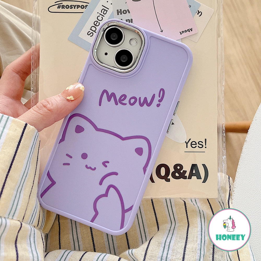 Casing Kucing Indah Sederhana Untuk iPhone 14 Pro Max13 12 Pro Max Case Untuk iPhone 11 Pro Max TPU Lembut Ungu Shockproof Back Cover