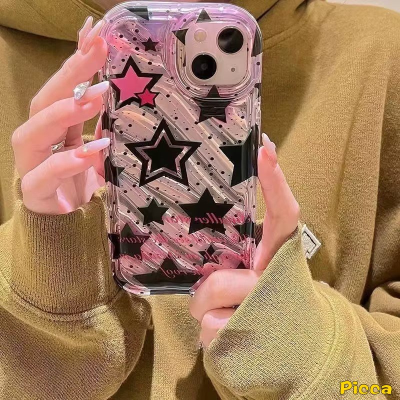 IPHONE Case Kartu Laser Kompatibel Untuk Iphone11 13 14 12 Pro MAX 7Plus XR 6 6S 78 Plus X XS MAX 8Plus SE 2020mewah Dazzle Warna Love Hati Bintang Pohon Kreatif 3D Stereo Corrugation Case