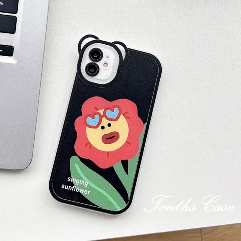 Kompatibel Untuk Iphone14 13 12 11 Pro Max X XR Xs Max8 7 6 6s Plus Se2020Layar Penuh Impish Flower Bear Ear Soft Clear Cover