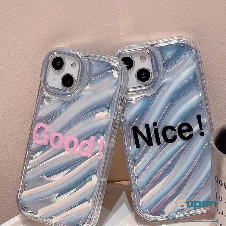 IPHONE Casing Kartu Laser Warna Dazzle Mewah Kompatibel Untuk Iphone13 11 14 12 Pro MAX 7Plus XR X8Plus 7 8 6 6S Plus XS MAX SE 2020motif Smile Kreatif 3D Stereo Bergelombang Sarung Huruf Sederhana